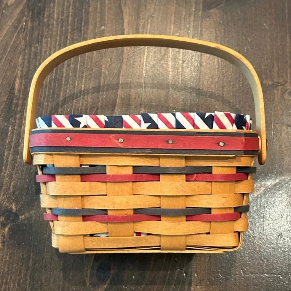 Vintage 90s Longaberger Basket 1997 Patriotic Americana Handwoven Collectible